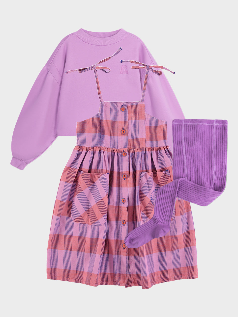 Vinterbundle i lilla toner - Kjole, Sweat & Strømpebukser (3-dels sæt)