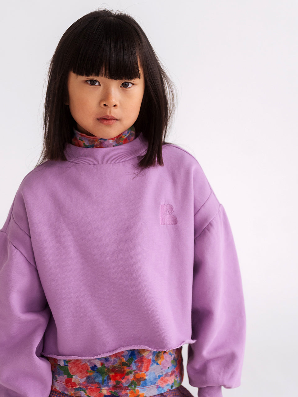 Repose AMS - Crop Heart Sweater - Violet Lilac
