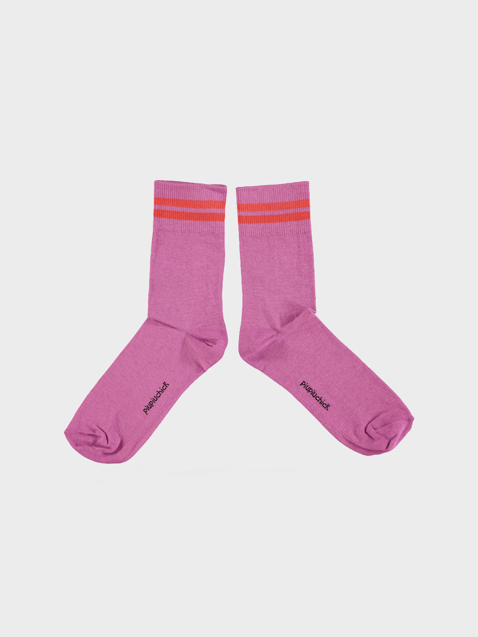 Piupiuchick - Short Socks - Lilac w/ Red Stripes