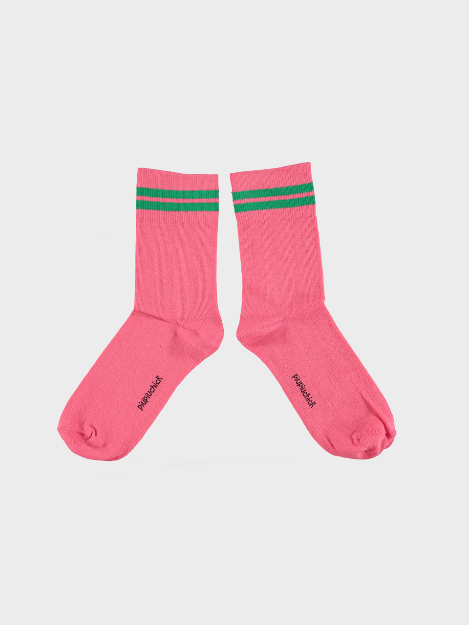Piupiuchick - Short Socks - Pink w/ Green Stripes