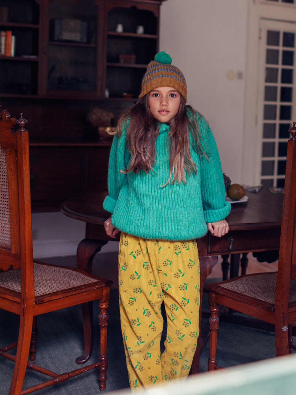 piupiuchick - Trousers - Yellow Mustard w/ Flowers allover