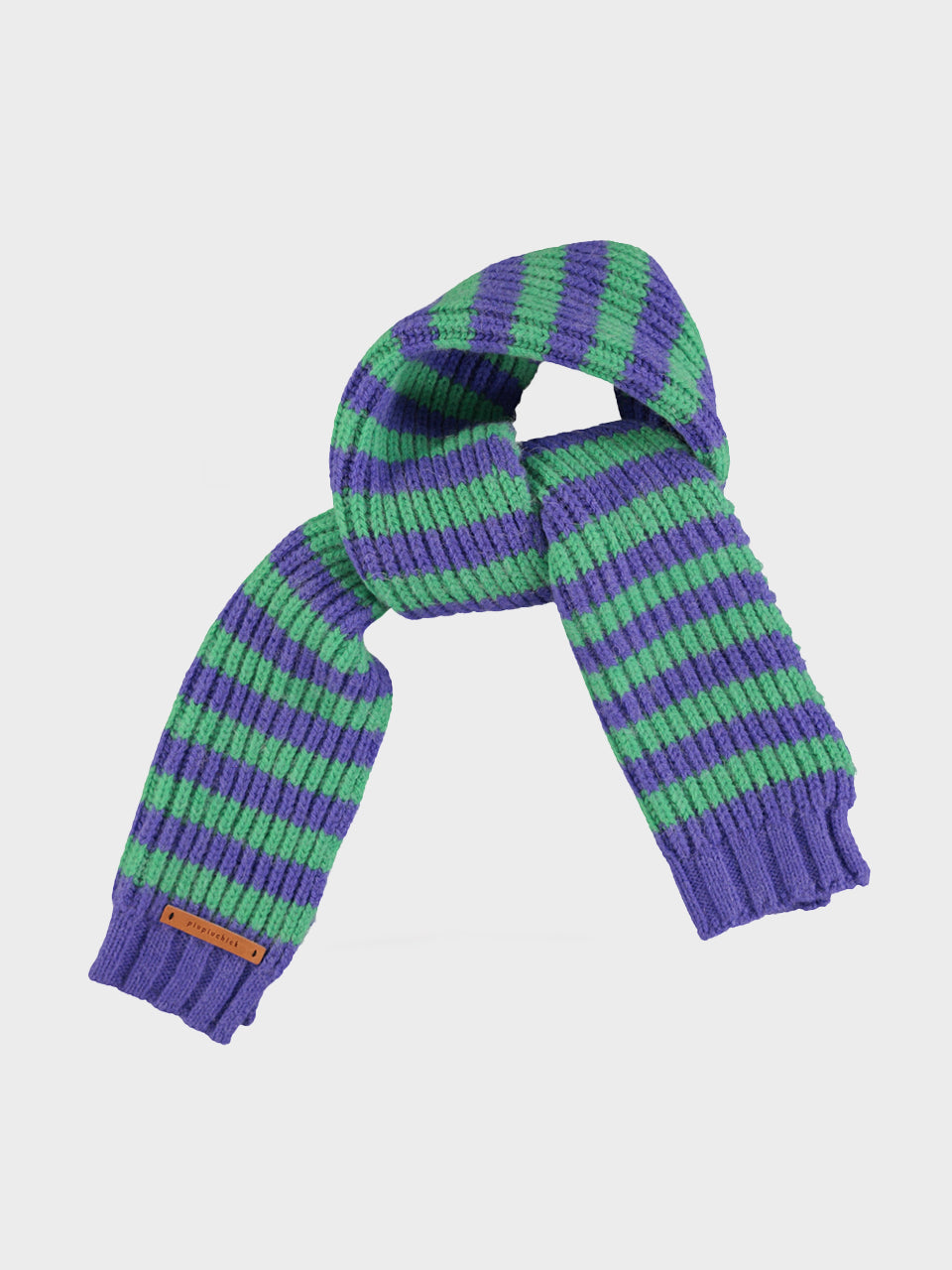 piupiuchick - Knitted Scarf - Green & Purple Stripes