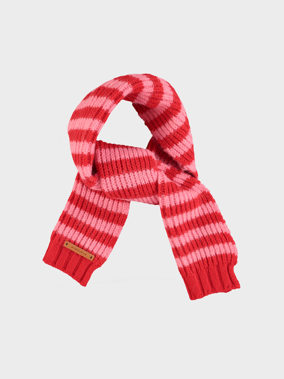piupiuchick - Knitted Scarf - Red & Pink Stripes