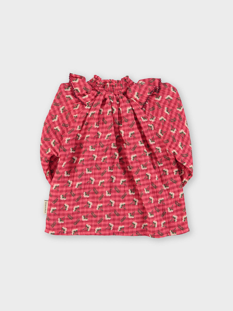 Piupiuchick - Blouse - Pink checkered w/ flowers