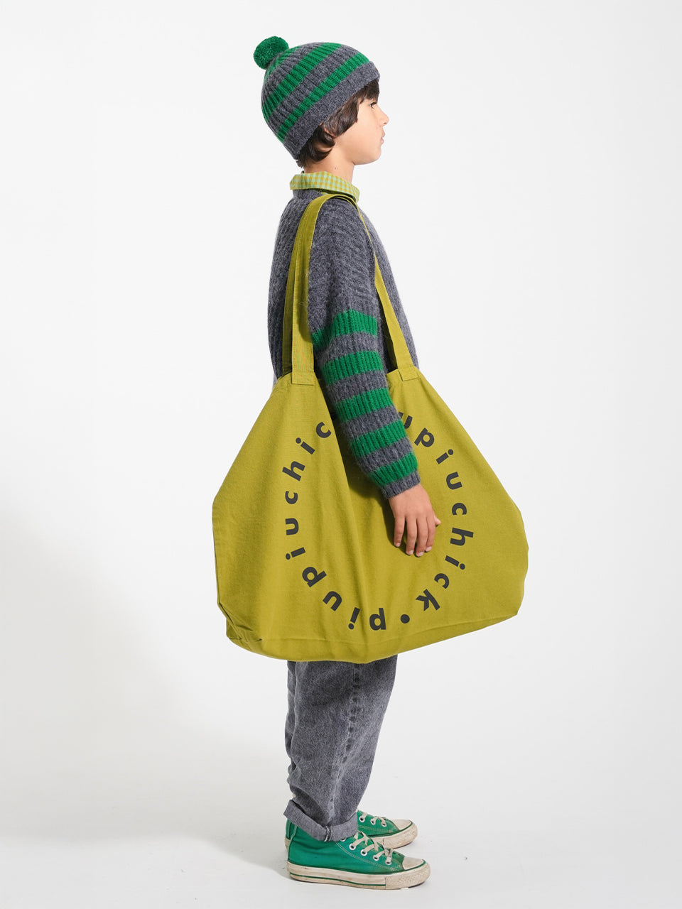 Piupiuchick - Knitted sweater - Grey & green stripes