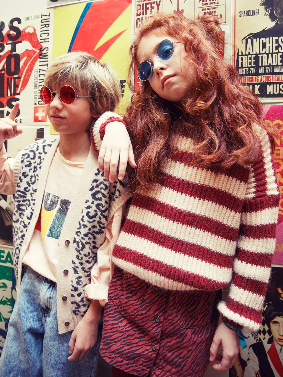 Piupiuchick - Knitted sweater - Bordeaux & light pink stripes