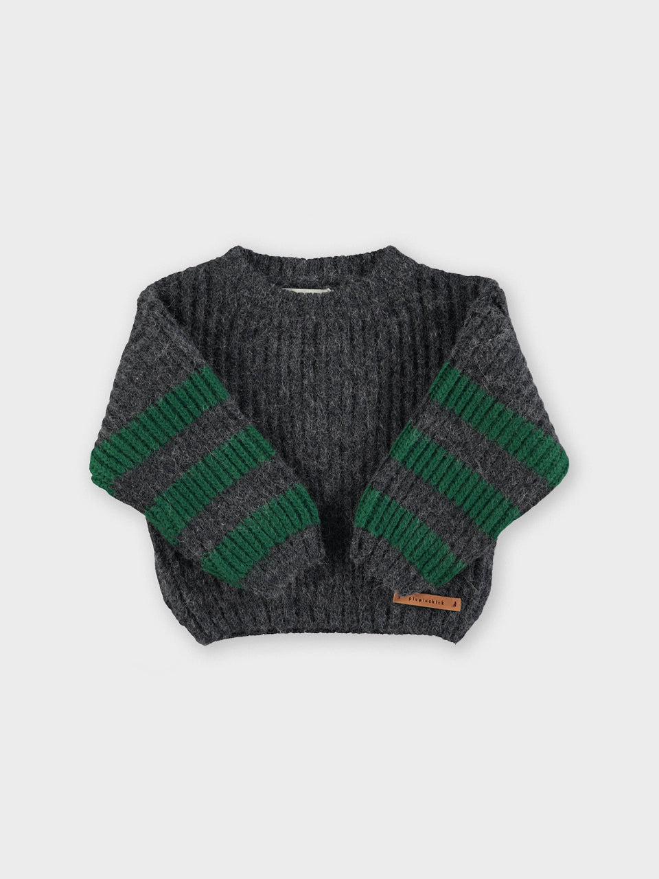Piupiuchick - Knitted sweater - Grey & green stripes