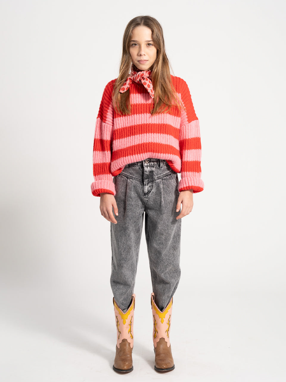 piupiuchick - Knitted Sweater - Red & Pink Stripes