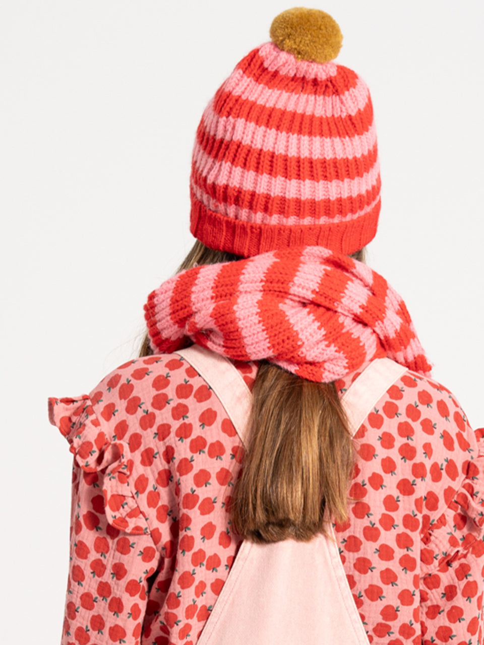 piupiuchick - Knitted Scarf - Red & Pink Stripes