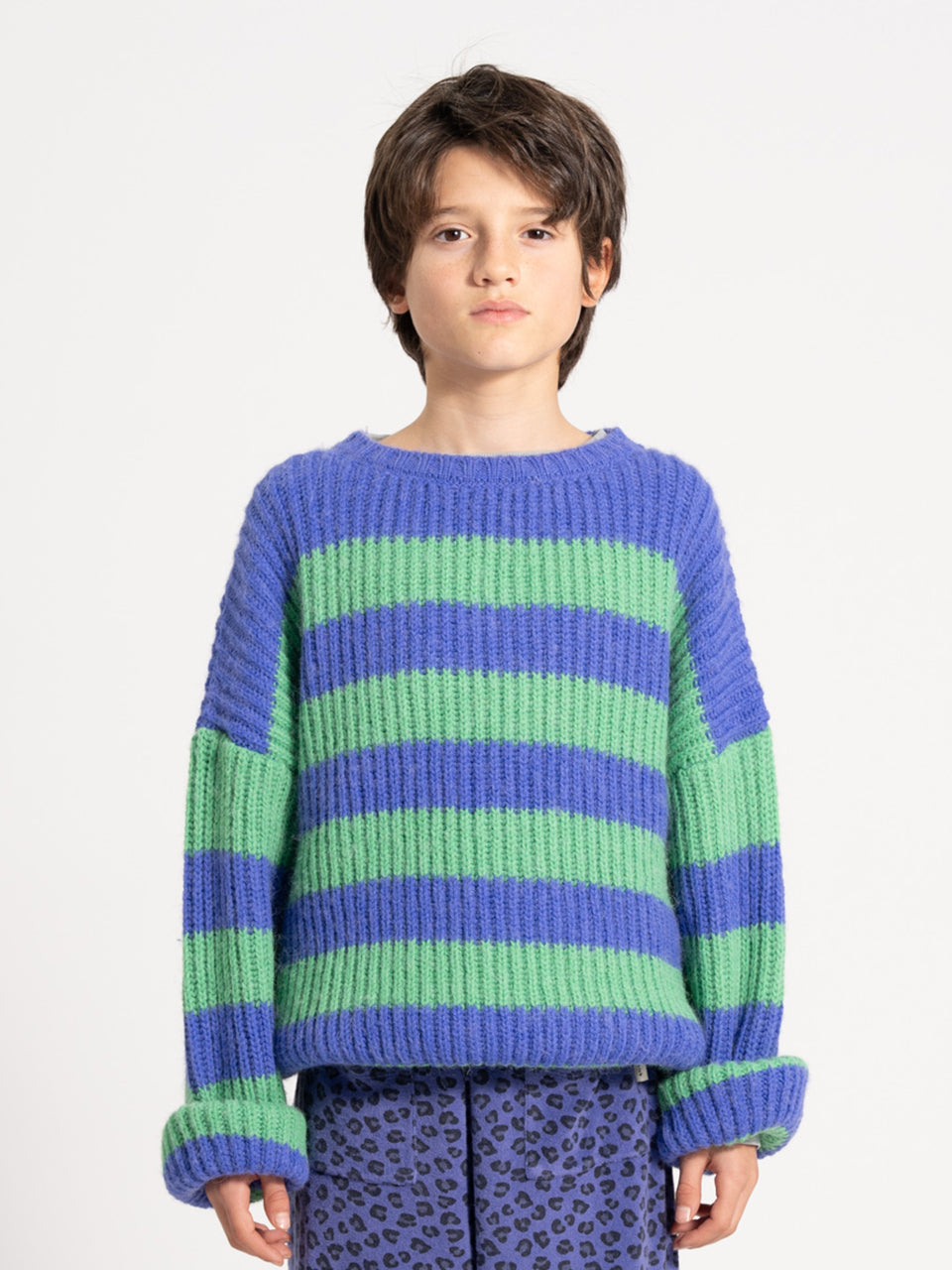 piupiuchick - Knitted Sweater - Green & Purple Stripes