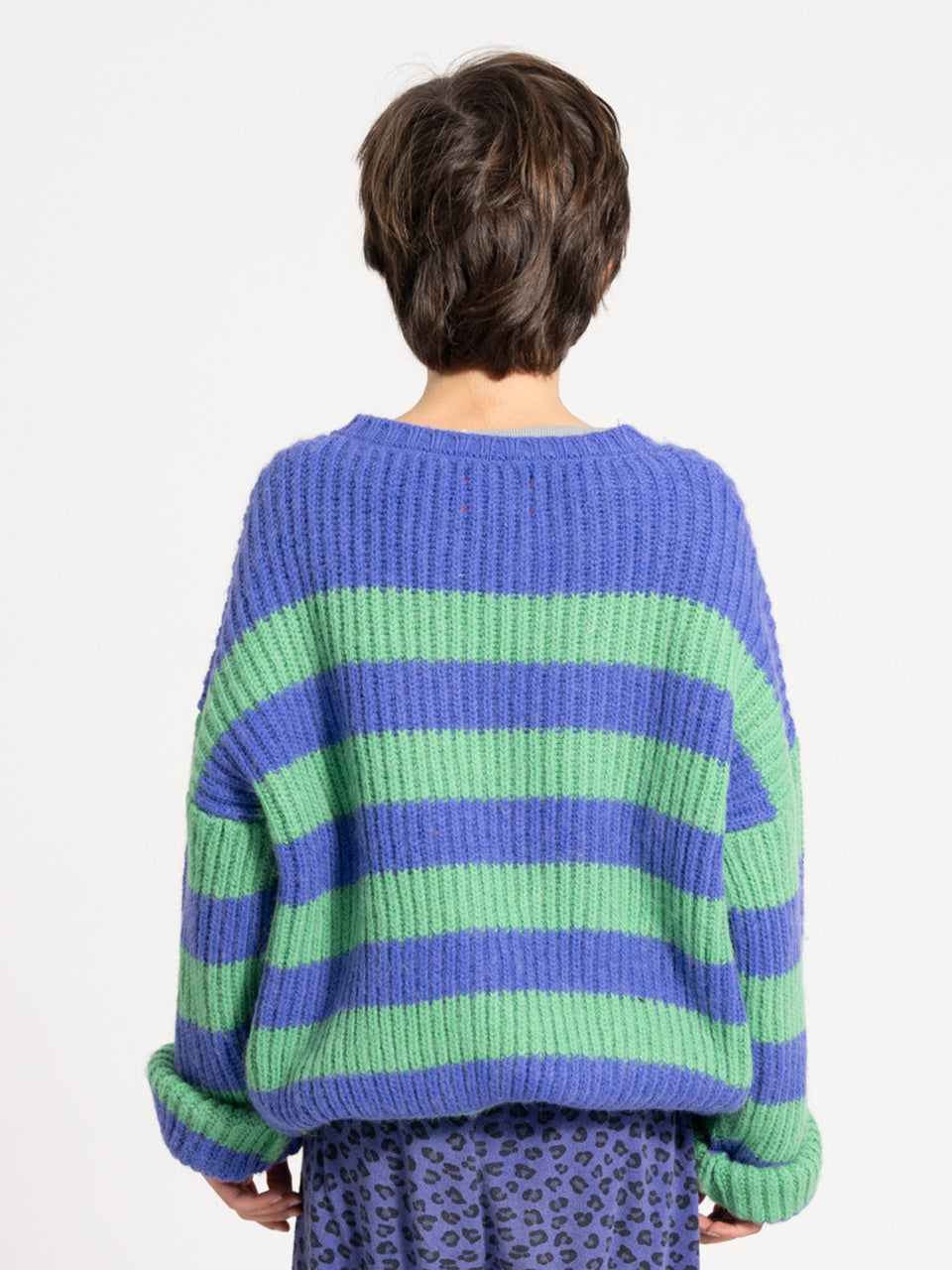 piupiuchick - Knitted Sweater - Green & Purple Stripes