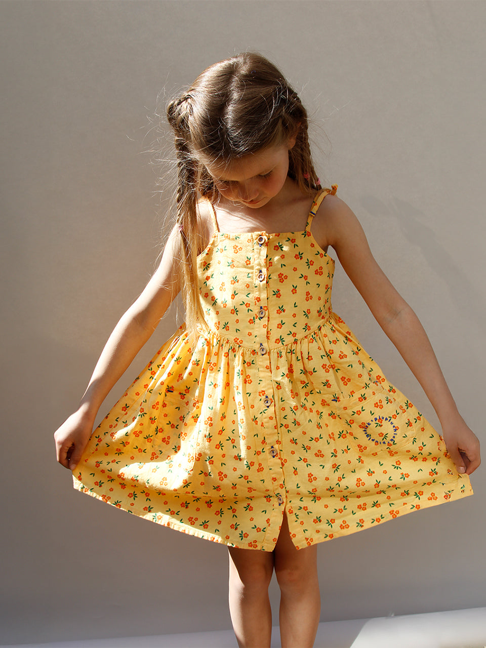 piupiuchick - short dress - yellow w/ flowers allover